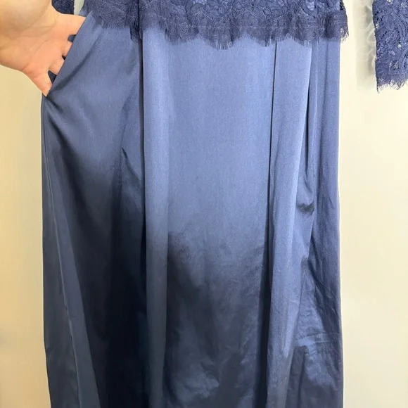 Adrianna Papell Navy Lace Long-Sleeve Gown - Picture 12 of 12